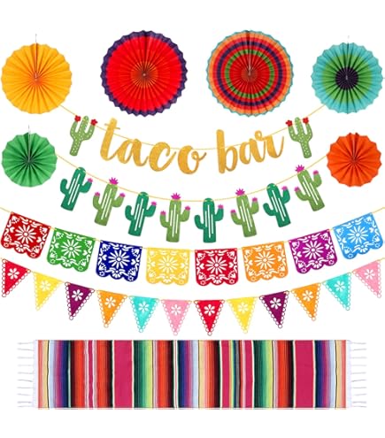 Taco Bar Dekorationsset Für Fiesta-Party – Inkl. Banner, Schilder & Zeltkarten | Für Cinco De Mayo, Hochzeit & Mottoparty