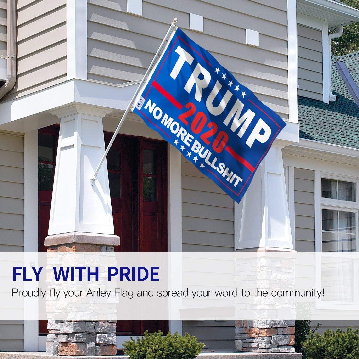 Anley Fly Breeze 3x5 Foot Donald Trump 2020 Flag - Vivid Color and Fade Proof - Canvas Header and Double Stitched - NO More Bullshit Flags Polyester with Brass Grommets 3 X 5 Ft : Garden & Outdoor