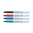 EXPO 16074 Vis-A-Vis Wet-Erase Overhead Transparency Markers, Fine Point, Assorted Colors, 4-Count