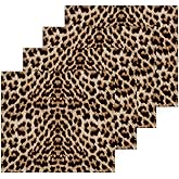 SUABO Leopard Cotton Bath Washcloths,Leopard Print Cheetah Pattern Fingertip Towel Face Cloths Absorbent Wash Cloths Quick Drying Bath Cloths for Bathroom,Spa,Gym,Kitchen,12 x 12 Inch,Set 6