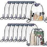 Shappy 30 Pcs Clear Drawstring Backpack, Plastic Waterproof Transparent Stadium Bags String Bag for Gym Travel (Gray)