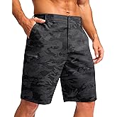 G Gradual Men's Casual Shorts 7"/ 9" Lightweight 4 Pockets Stretch Quick-Dry Summer Shorts for Golf Work Hiking Trips (9", Black Camo, L)