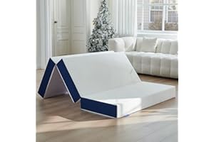 Iyee Nature Folding Mattress, 6 inch Tri-Fold Memory Foam Mattress, Foldable Mattress Topper with Bamboo Cover for Camping, Guest - Full Size, 73" x 52" x 6"