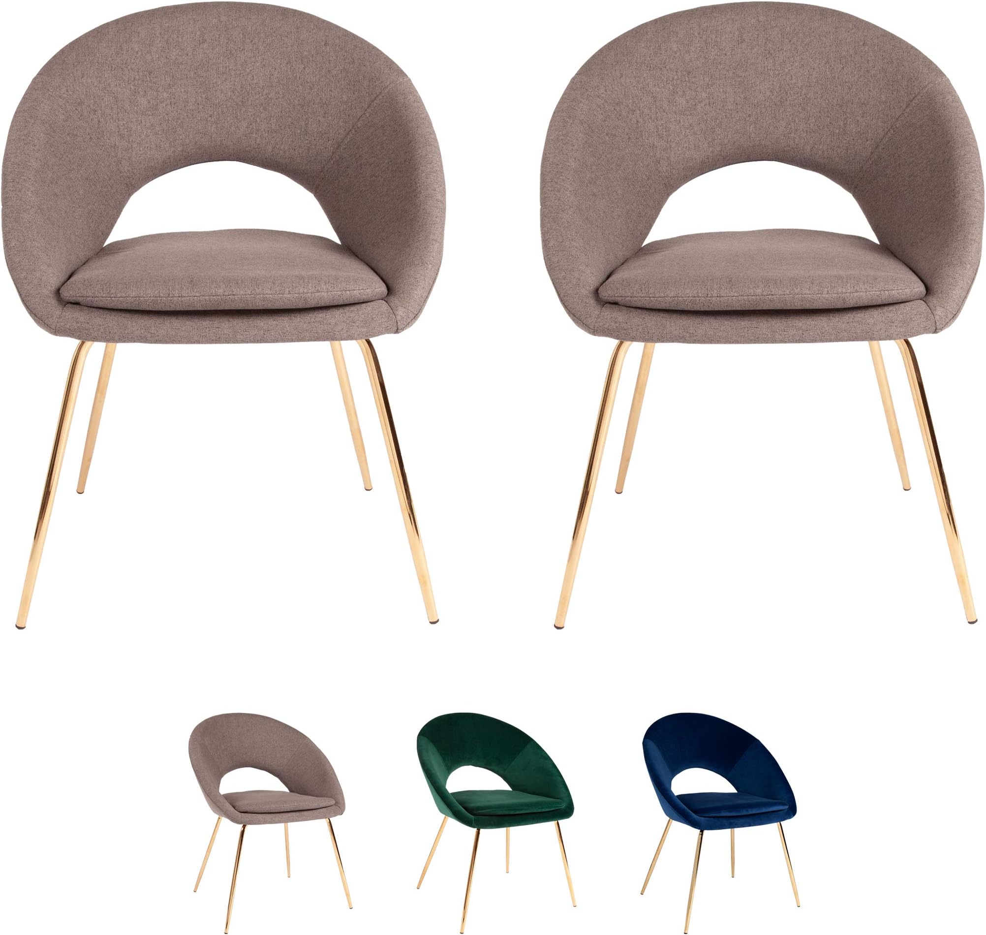 all about chairs Set of 2 CHANDLER Open Back Dining Chair With Sturdy Gold Metal Legs for Living Room Reception Waiting Room Hotel Lobby (grey)