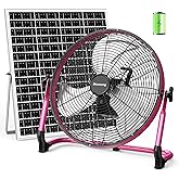 Micosong 18” Solar Powered Floor Fan, 40W Cordless Fan Outdoor, Long Lasting Battery Operated and Strong Airflow, USB Output, 360° Tilt, Quiet, Wireless, For Camping Travel Home Garage RV Patio