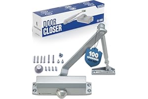 FORTSTRONG Door Closer (Silver) - Automatic Door Closer Commercial or Residential - Adjustable Grade 3 Size Spring - UL Liste