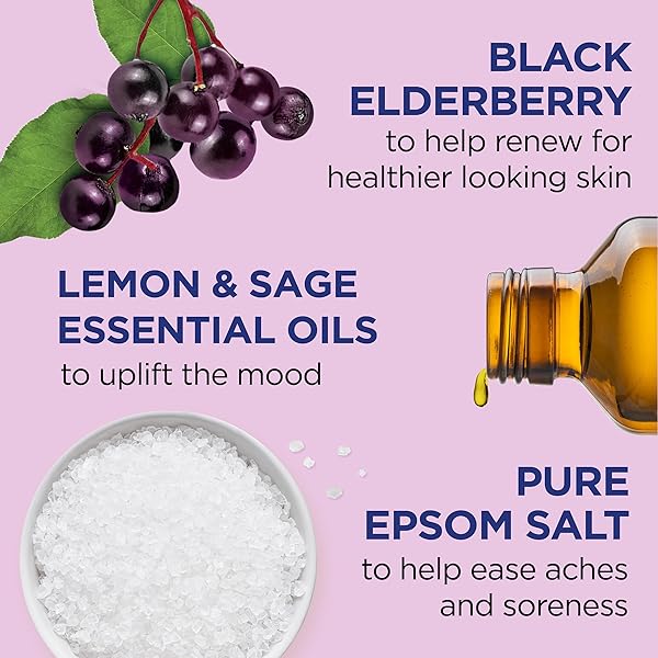 DR TEAL’S SALT SOAK WITH PURE EPSOM SALT, ELDERBERRY, 3 LBS