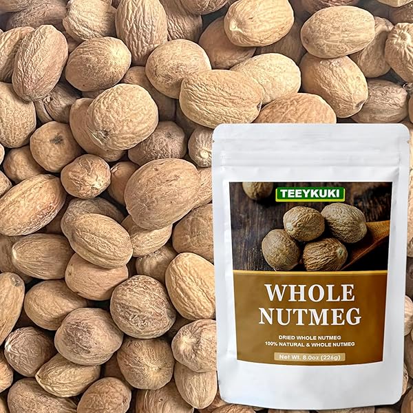 NATURAL DRIED WHOLE NUTMEG, 8.0OZ(226.0G), PREMIUM DRIED NUTMEG WHOLE, NO GMO
