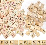 DALAETUS 300 Pcs Wooden Black Scrabble Letter Tiles for Crafts & Games view 1