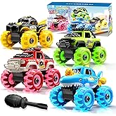 Kigwux 4 Pack Monster Truck Toys for 2 3 4 5 6 7 Year Boys, Light-Up Car Toys with Light-Up Wheels, Take Apart Toys Trucks for Toddler Toys 2-3, Birthday for Toddler Boys Ages 2-4