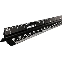 Intoy 12 Inch Triangular Engineer Scale Ruler, Anodized Solid Aluminum Core with Laser Etched Scales, Imperial Scale - 1:10,