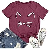 BLACKOO Women Cat Graphic Tee Cute T-Shirts