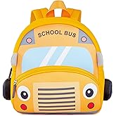 KK CRAFTS Preschool Backpack Toddler Neoprene Animal Schoolbag Lunch backpack for Kids Boys Girls(School Bus)