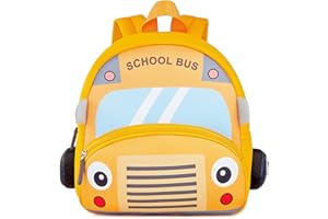KK CRAFTS Preschool Backpack Toddler Neoprene Animal Schoolbag Lunch backpack for Kids Boys Girls(School Bus)