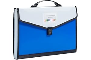 JIZISO Legal Size 13-Pockets Expanding File Folder with Handle, Plastic Accordion Filling File Folder Expandable Monthly Portable Paper Document Organizer for Office School & Home (Blue-1)