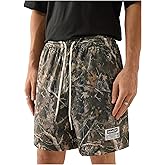 RoseSeek Men's Camo Mesh Workout Basketball Shorts Wide Leg Drawstring Waist Gym Running Summer Shorts