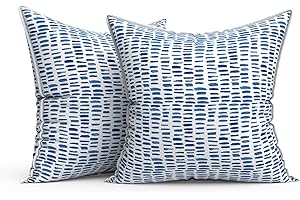 Melody Elephant Outdoor Throw Pillow Covers Pack of 2, Decorative Water Repellent Square Pillow Cases with Piping 18x18 Inch, Patio Pillowcases for Home Patio Furniture Use, Pebble Blue