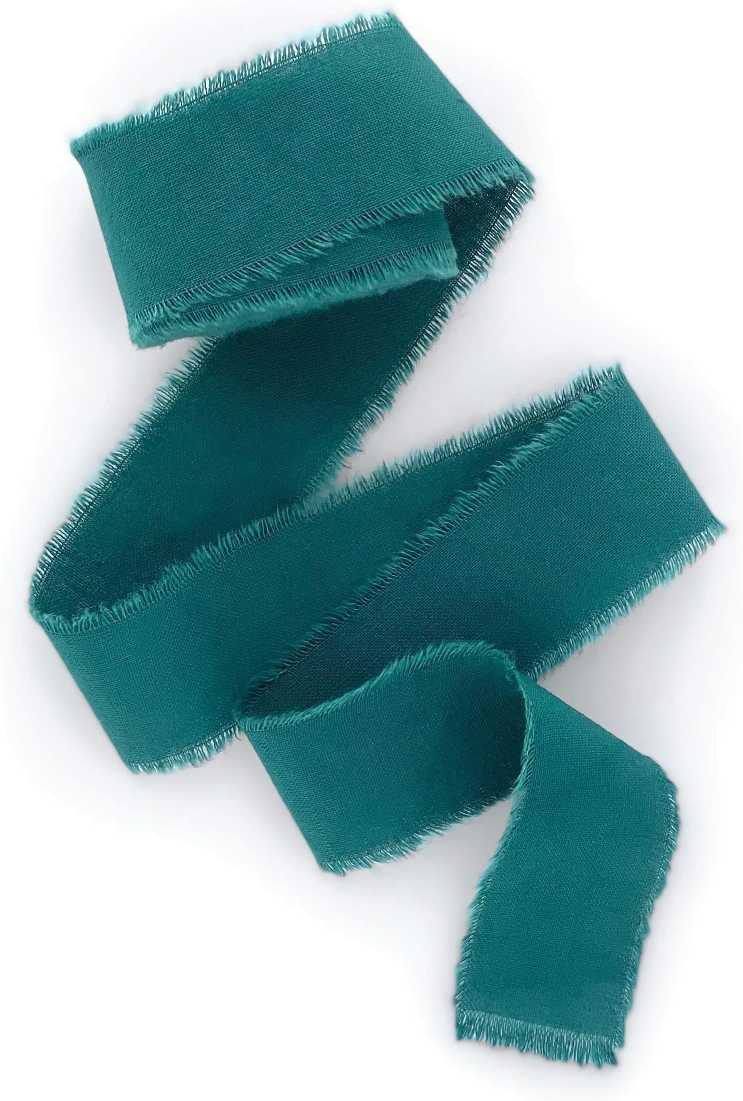 Teal blue 1 inch wide 5 yds frayed edges handmade cotton ribbon hand dyed for Rustic wedding invitation ties favors gift wrapping Party decor bows Florist Bouquet supplies Flat lay props