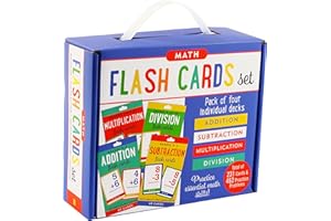 Essential Math Flash Cards Set - Addition, Subtraction, Multiplication, and Division (4 pack set)