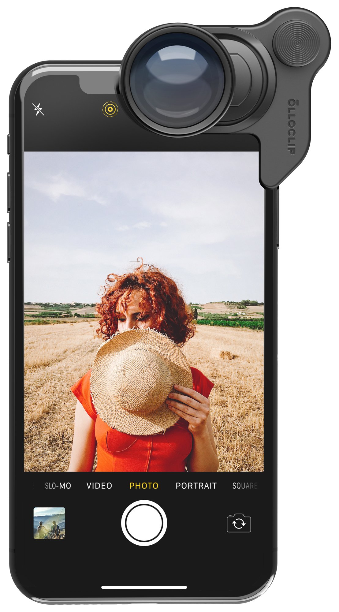 olloclip Telephoto 2x Lens for iPhone X with optical zoom I Premium multi-element coated glass optics - Black