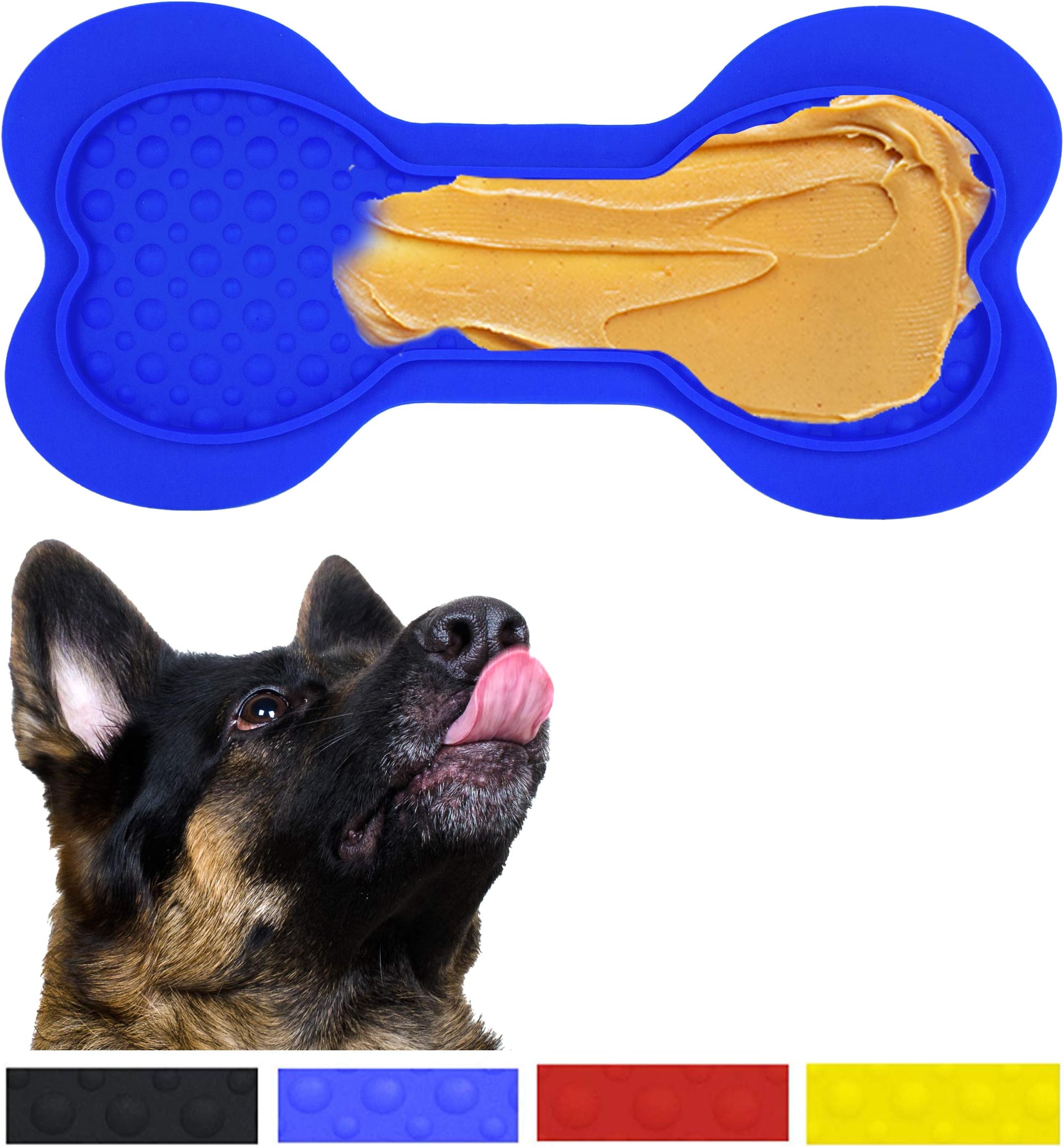 Downtown Pet Supply Silicone Dog Lick Bone - Shower Assistant Lick Pad Distraction Device - Bath Treat Buddy Grooming Helper, Bone Shaped with Strong Suction Cups for Dogs