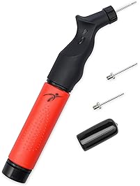 Fitness Factor Small Dual Action Ball Pump - Air Pump for Inflatables with Needle for Basketball, Volleyball, Soccer, Football, and Sport Ball Inflation - 2 Additional Inflating Needles