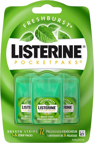 Listerine Freshburst Pocketpaks Breath Strips 24-Strip Pack 3 Pack