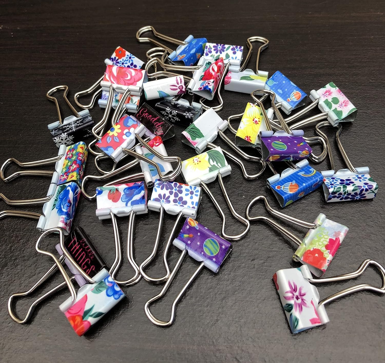 19mm Small Assorted Design Foldback Clips Paper Binder Clamps Clips Bulldog Colour (40)