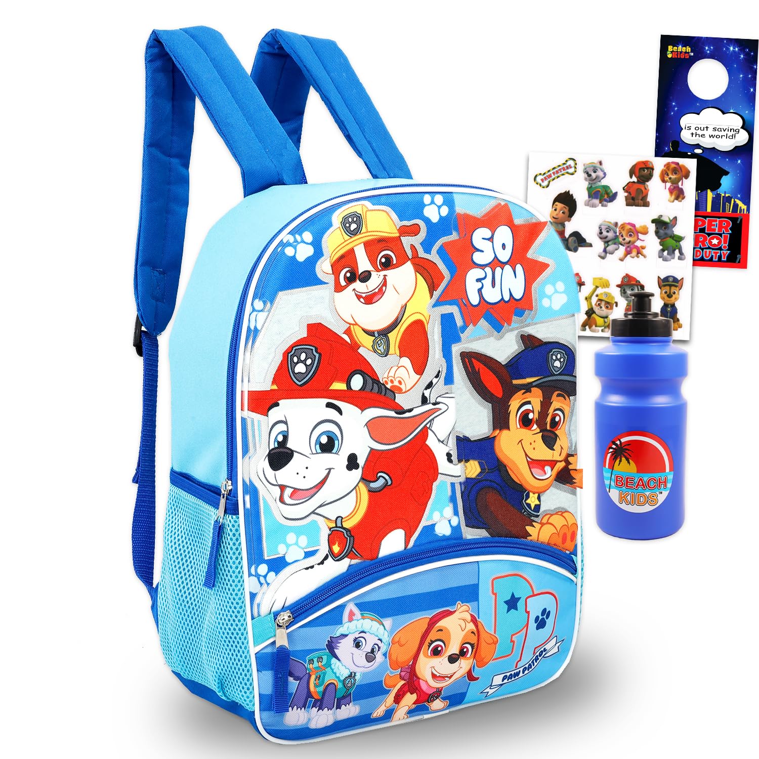 Photo 1 of Paw Patrol Backpack for Kids Set - Bundle with 16” School Backpack Featuring Chase, Marshall, Skye, Rubble Plus Water Bottle, Stickers, More | Paw Patrol School Bag for Kids, Boys, Girls