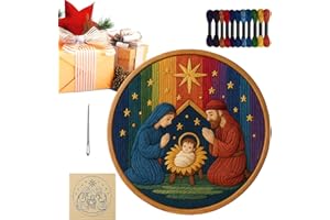 Christmas Embroidery Kit,Thread Craft Handmade - Christmas Ornament Embroidery Kit | for Holiday Fall Stocking Wall Home Bedr