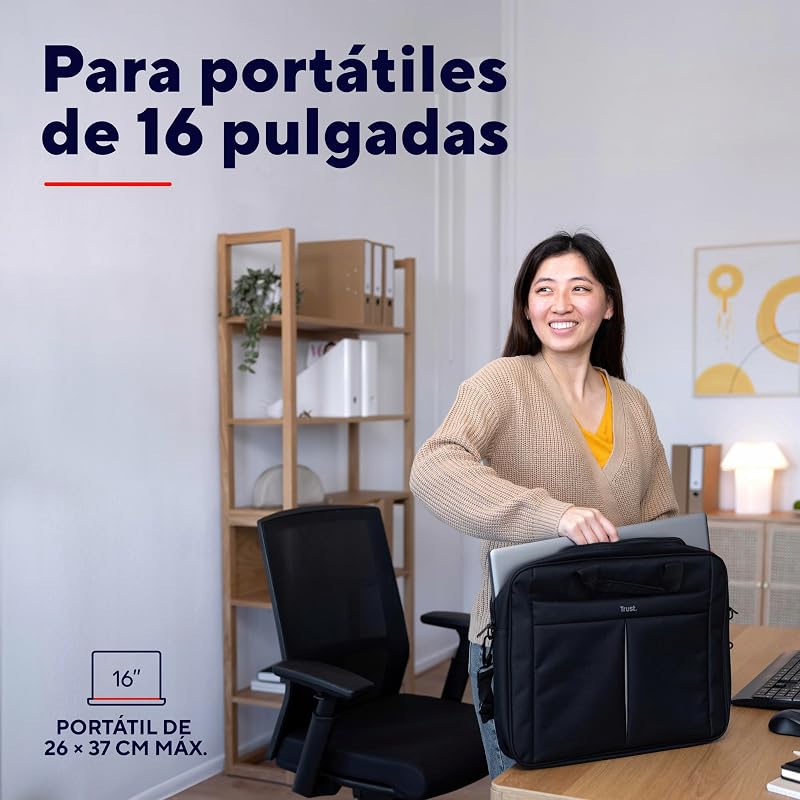 Primo Maletín para Portátiles de Hasta 16, Negro