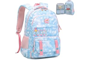 KIDNUO Girls Backpack 15.6 Inch Laptop School Bag Cute Kids Kindergarten Elementary Backpacks Middle Schoolbag Large Bookbags for Women Teens Students Anti Theft Travel Daypack (Blue)