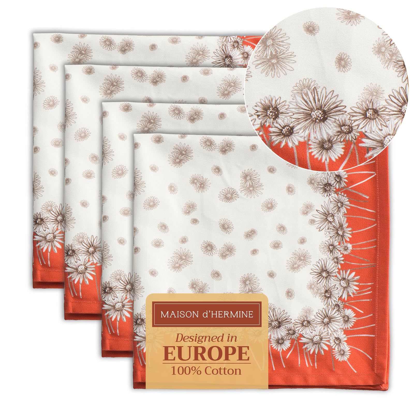 Maison d' Hermine Bagatelle Set of 4 Cozy Christmas Napkins 100% Cotton Soft and Comfortable Ideal for Family Dinner, Wedding, Cocktail, Kitchen, Home, Thanksgiving, Christmas (45cm x 45cm)