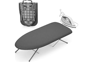 KINGBOARD Tabletop Ironing Board, Small Ironing Boards with Iron Rest, Folding Iron Board, Extra Thick Cover, Portable Tabletop Ironing Board with Non-Slip Feet, 30x12 Black