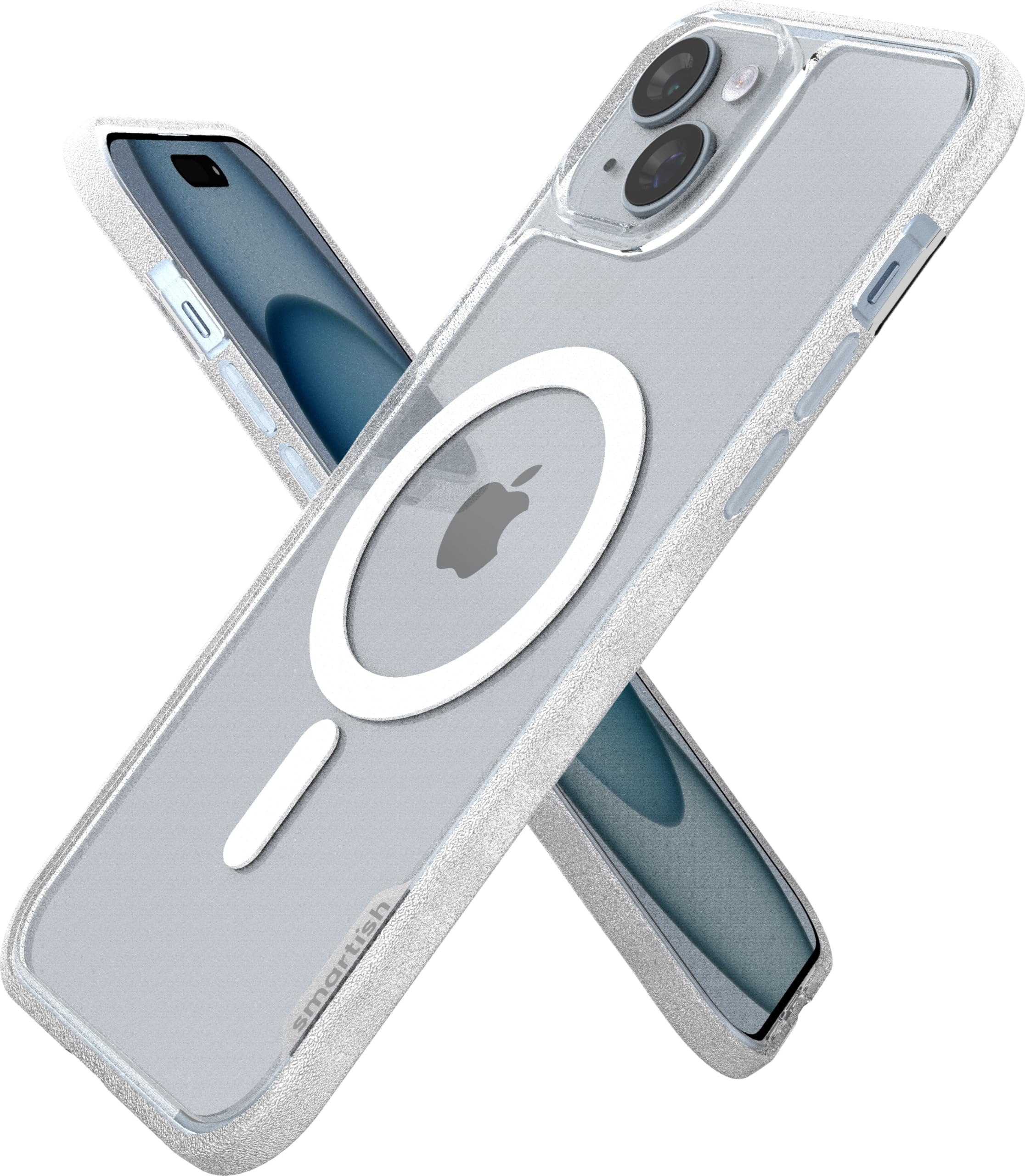 Smartish iPhone 15 Plus Slim Case - Gripmunk Compatible with MagSafe [Lightweight + Protective] Thin Grip Magnetic Cover with Microfiber Lining - Clearly Clear