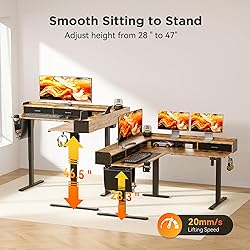 WALKINGDESK 63 Inches Height Adjustable L Shaped