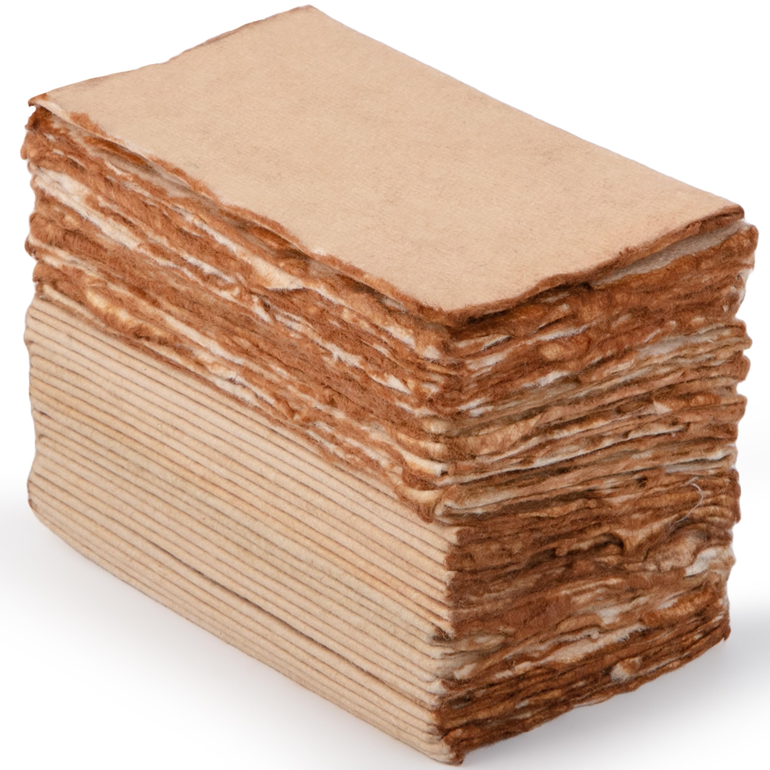 Wanderings Vintage Handmade Deckle Edge Folded Paper – Folded to 5x9 cm – 150 GSM - 50-Pack – Textured Cotton Paper – Ideal for Place Cards, Blank Name Cards, Table Settings, Gift Tags, Love Notes