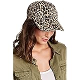 boderier Leopard Print Baseball Cap Adjustable Back Women Girls Cotton Hat with Matching Hoop Earrings