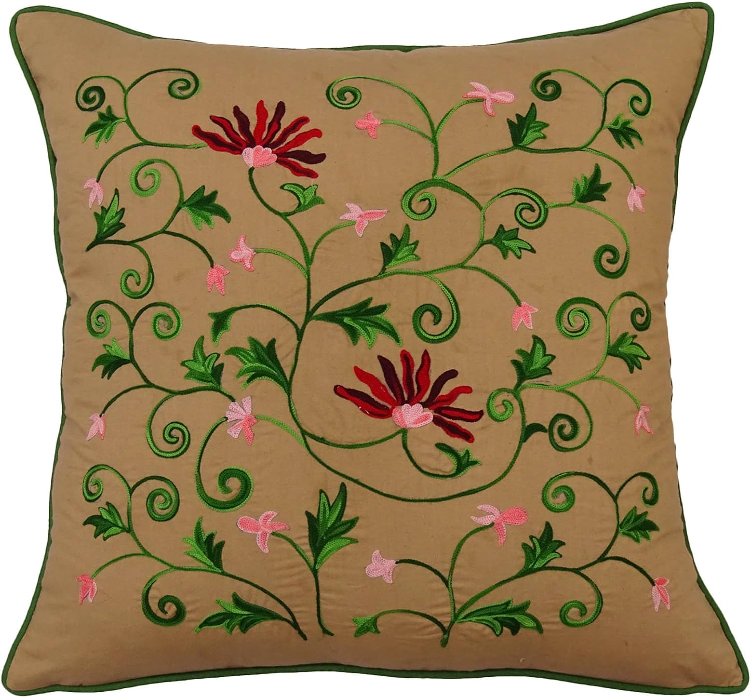 Amazon Com S4sassy Floral Embroidered Pillow Case Brown
