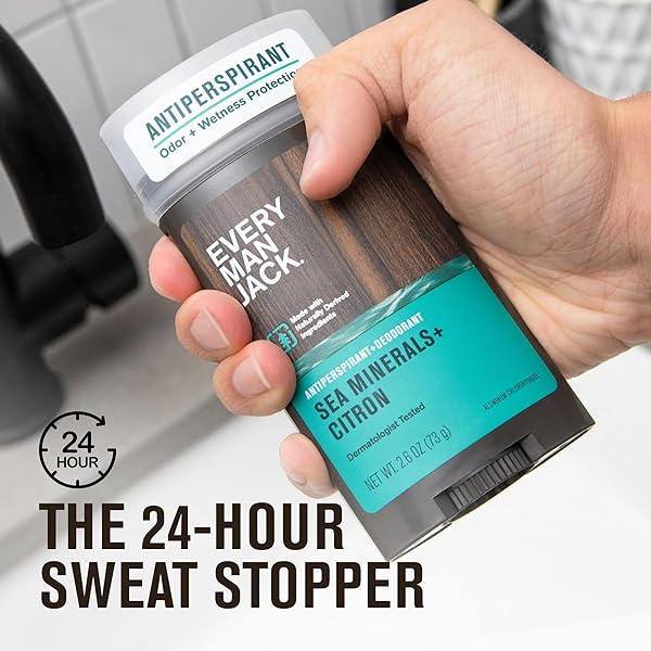 EVERY MAN JACK MEN’S SEA MINERALS + CITRON ANTIPERSPIRANT DEODORANT FOR MEN – 24-HOUR ODOR PROTECTION – 2.6 OZ (2 PACK)