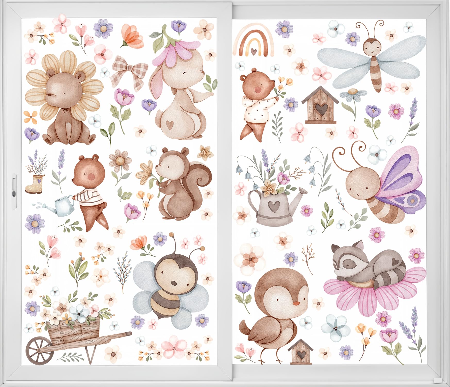 12 Sheets Big Size Spring Summer Window Clings Spring Window Decorations Double-Sided Window Stickers for Spring Window Decals Window Sticker Home School Office Party Supplies