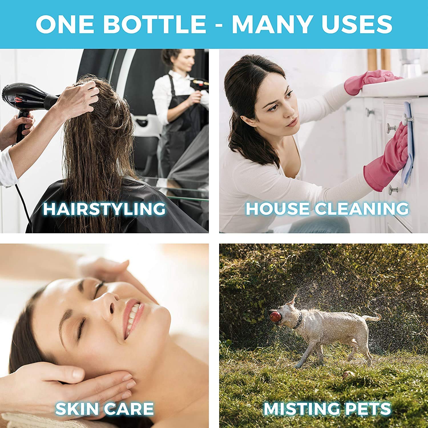 Continuous Sprayer Hair Water Ultra Fine Mister Spray Bottle Propellant Free for Hairstyling, Cleaning, Gardening, Misting & Skin Care BPA Free (10oz) : Beauty