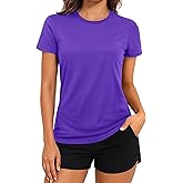 TACVASEN Women's Short Sleeve Workout Shirts UPF 50+ Sun Protection Quick Dry Athletic Tops for Running Gym Tee