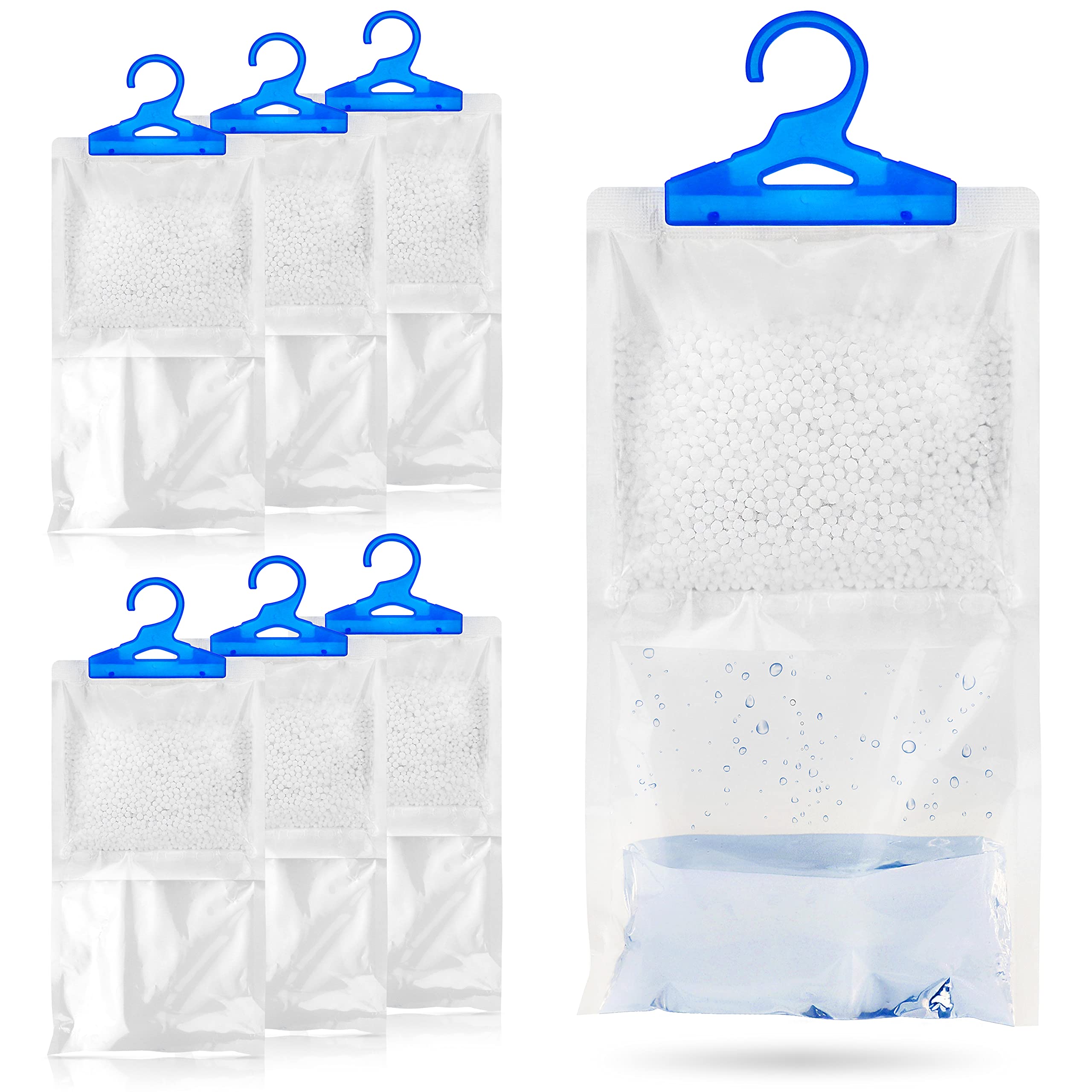 Set of 6 Hanging Wardrobe Dehumidifier Bags - 250g Each - Stop Damp, Mould Mildew & Condensation. For Use In Wardrobe, Home, Kitchen, Garage, Bedroom, Caravan, Office