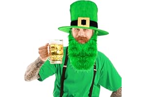 Skeleteen Irish Hat And Beard - Green Leprechaun Top Hat And Beard St Patricks Day Costume Accessories