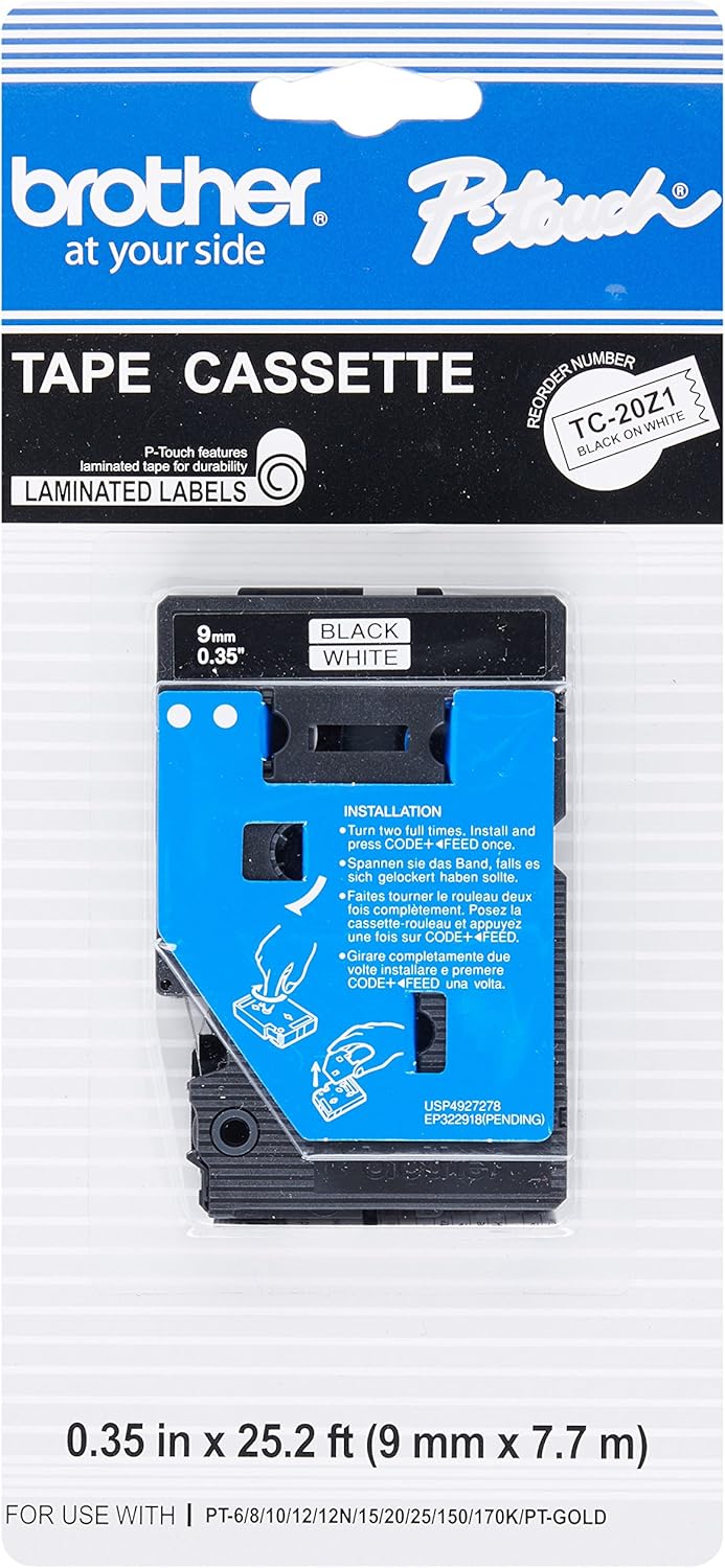 Brother 0.37" x 25" Continuous Form Label (BRTTC20Z1),black: Office Products