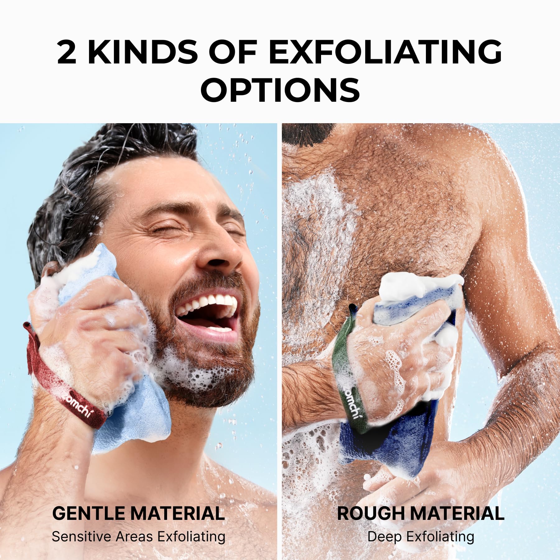 ZOMCHI 2 Pieces Soap Bags for Soap Bars with Different Roughness, Exfoliating Soap Saver Bags, Soap Pouch for Body Wash (Blue)