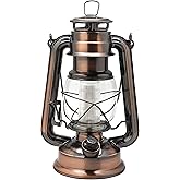 YAKii LED Vintage Lantern Metal Hanging Hurricane 12 LED Dimmer Switch Cold White Battery Operated Power Outage Indoor Campin