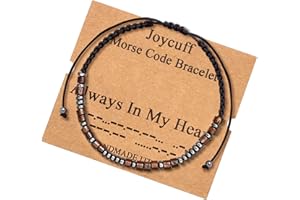 JoycuFF Inspirational Morse Code Bracelets for Men Women Mothers Day Birthday Christmas Gifts for Mom Mother Father Daughter Aunt Grandmother Jewelry Cord Wrap Memorial Graduation Bracelets