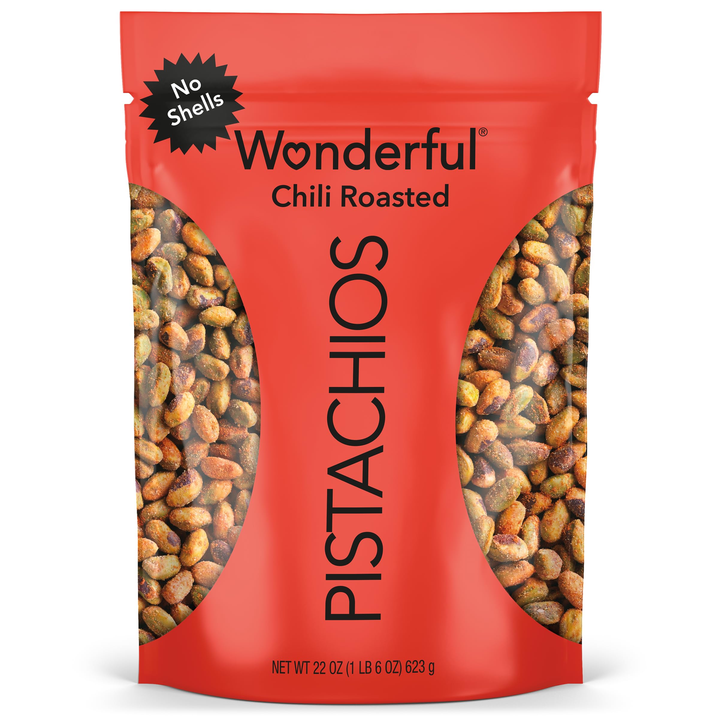 Photo 1 of ***01 APR 2026***Wonderful Pistachios No Shells, Chili Roasted Nuts, 22 Ounce Resealable Bag, Protein Snacks, Gluten Free, Healthy Snack, Vegan Snacks